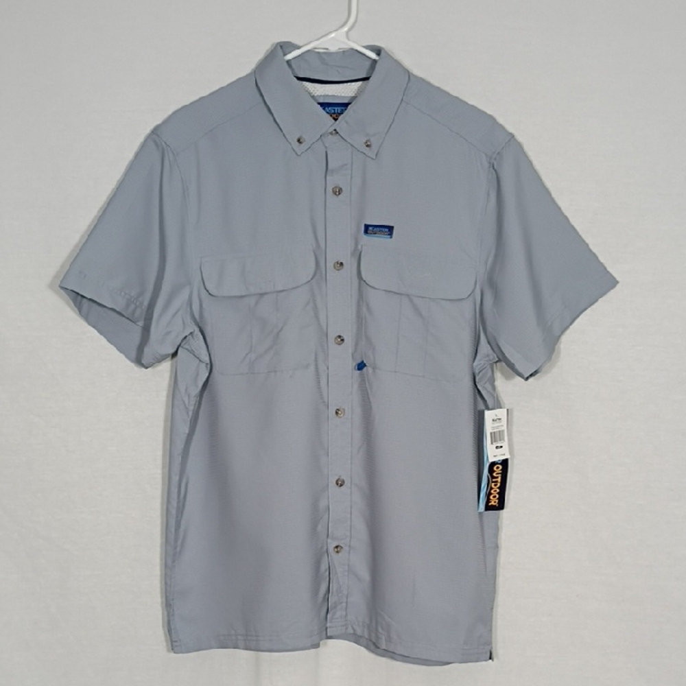NWT Xcaster Outdoor Micro Chip Short Sleeve Woven Fishing Shirt Mens Size Large